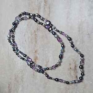 😍Honora 925 Silver Purple & Grey 36" Necklace 😍NWOT